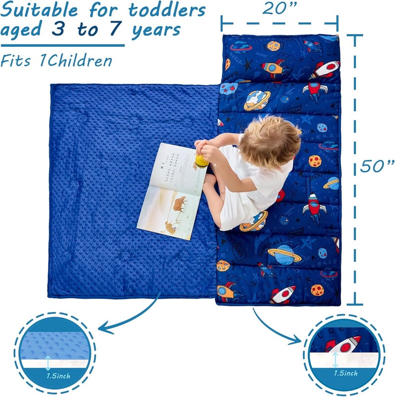 lasoftan Toddler Nap Mat with Pillow and Blanket, Extra Large Rolled Napping Mats,Slumber Bags for Boys Girls,Kids Sleeping Bag for Daycare, Preschool Travel Camping - Image 4